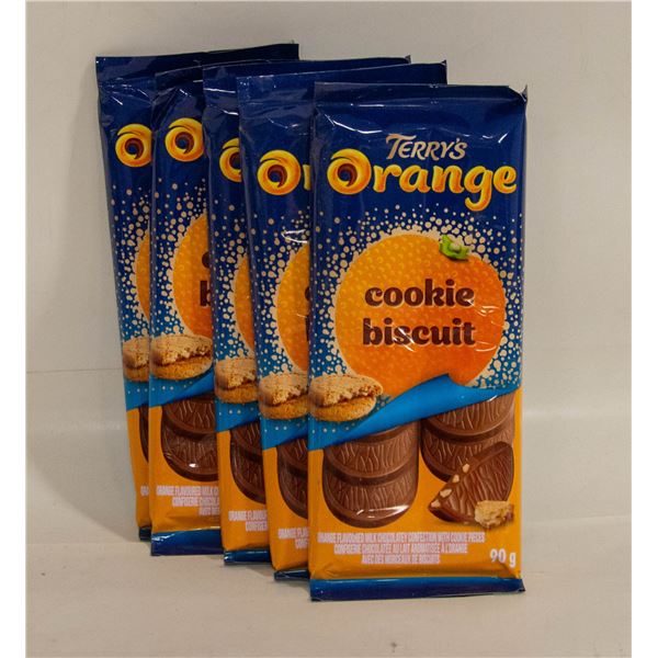 5 TERRYS ORANGE CHOCOLATE BARS BB 07/2023