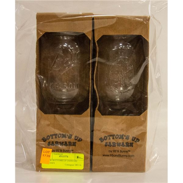 2 NEW BOTTOMS UP JARWARE GLASSES