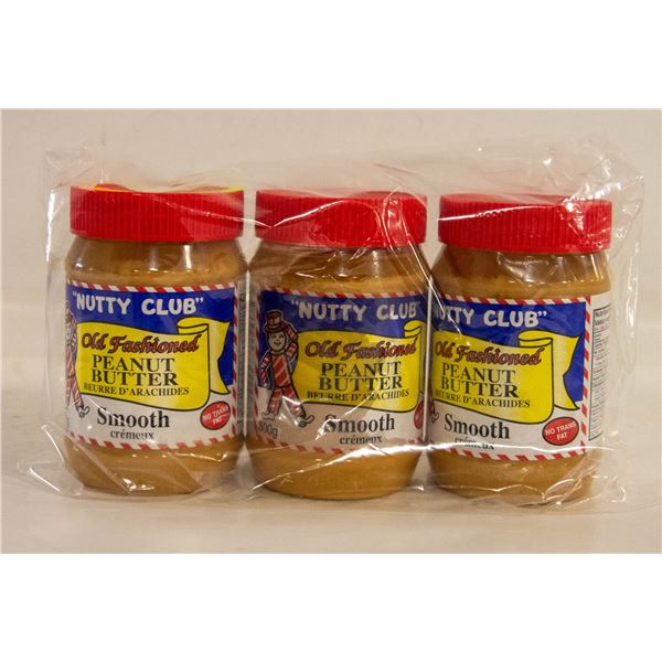 3 JARS NUTTY CLUB OLD FASHIONED PEANUT BUTTER