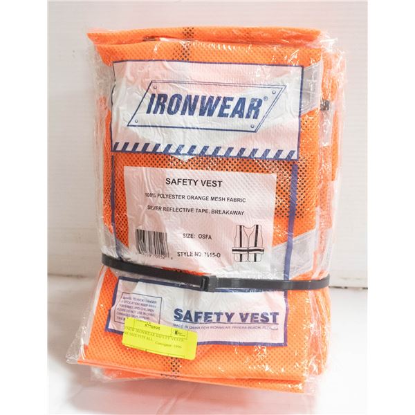 10 NEW IRONWEAR SAFETY VESTS: ONE SIZE FITS ALL