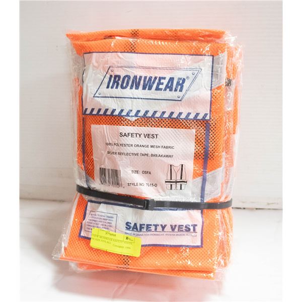 10 NEW IRONWEAR SAFETY VESTS: ONE SIZE FITS ALL