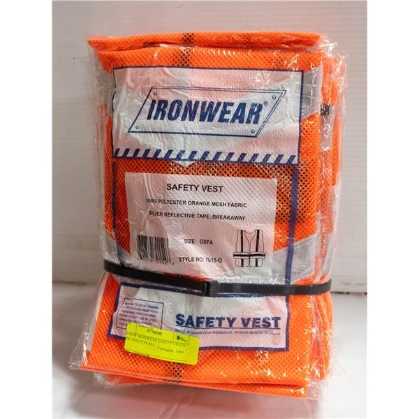 10 NEW IRONWEAR SAFETY VESTS: ONE SIZE FITS ALL