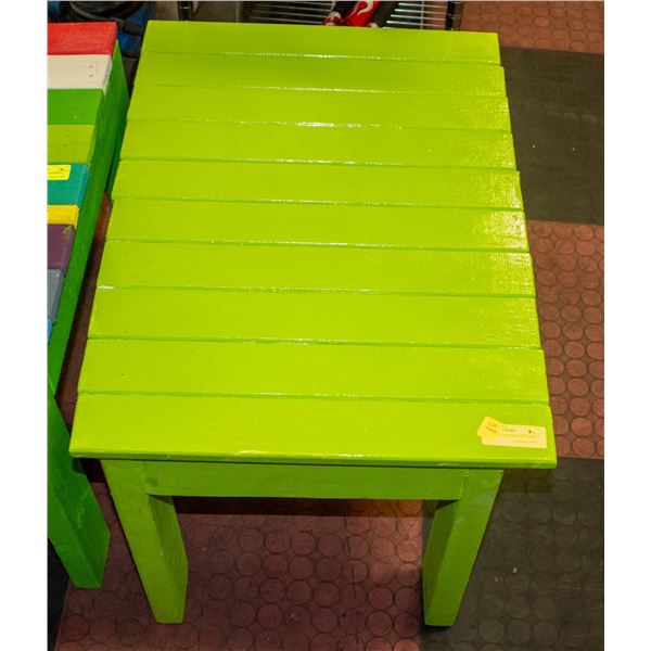 BRIGHT GREEN PAINTED HANDMADE WOODEN SIDE TABLE
