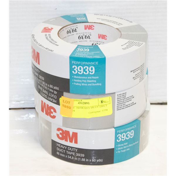 3 PACK OF 3M HEAVY DUTY DUCT TAPE 3939