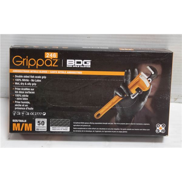 GRIPPAZ BDG DISPOSABLE GLOVES SIZE M/M 50 PIECES