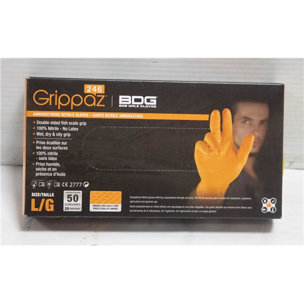 GRIPPAZ BDG DISPOSABLE GLOVES SIZE L/G 50 PIECES