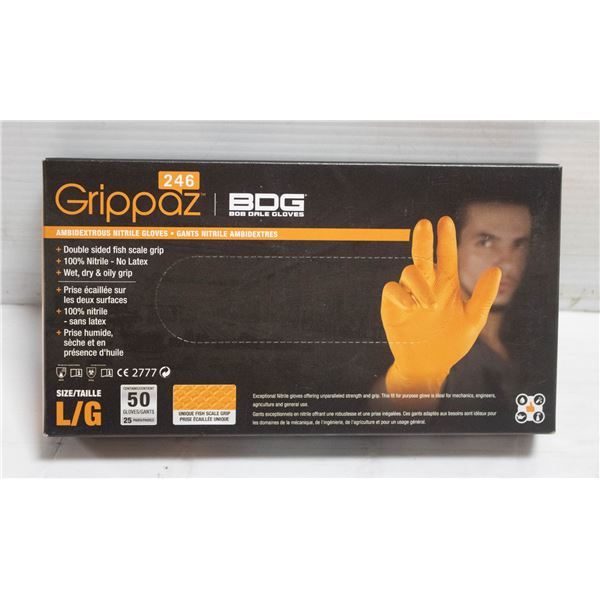 GRIPPAZ BDG DISPOSABLE GLOVES SIZE L/G 50 PIECES