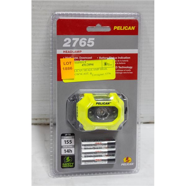 2765 PELICAN HEADLAMP HIGH, LOW, DOWNCAST. &