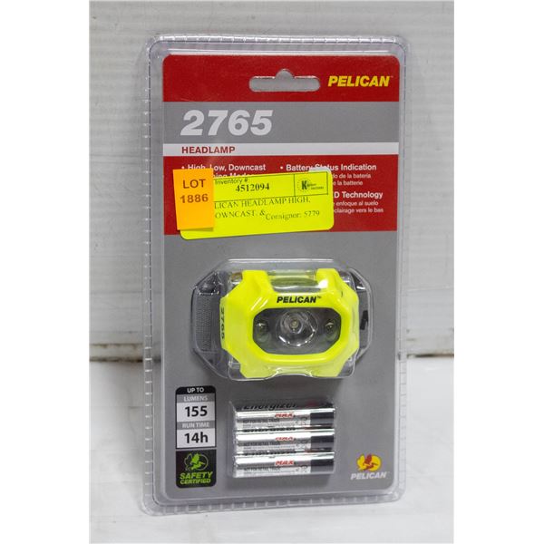 2765 PELICAN HEADLAMP HIGH, LOW, DOWNCAST. &