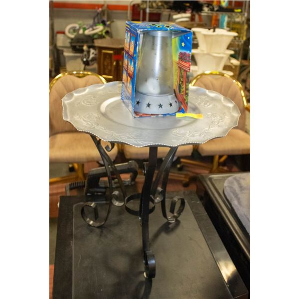 ESTATE WROUGHT IRON DECK TABLE & OFF MOSQUITO LAMP