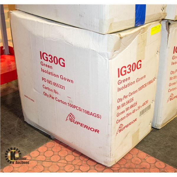 CASE OF SUPERIOR GREEN ISOLATION GOWNS