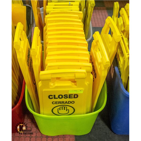 TOTE OF WET FLOOR SIGNS