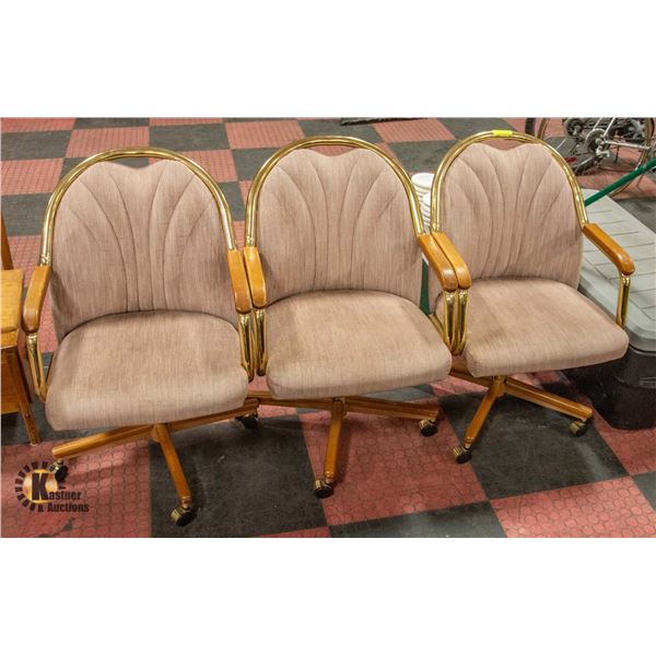 ESTATE SET OF 3 ROLLING SWIVEL CHAIRS WITH