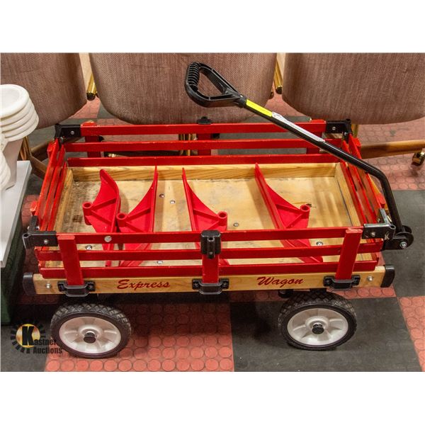 EXPRESS WAGON WITH SIDES & SNOW SKIS