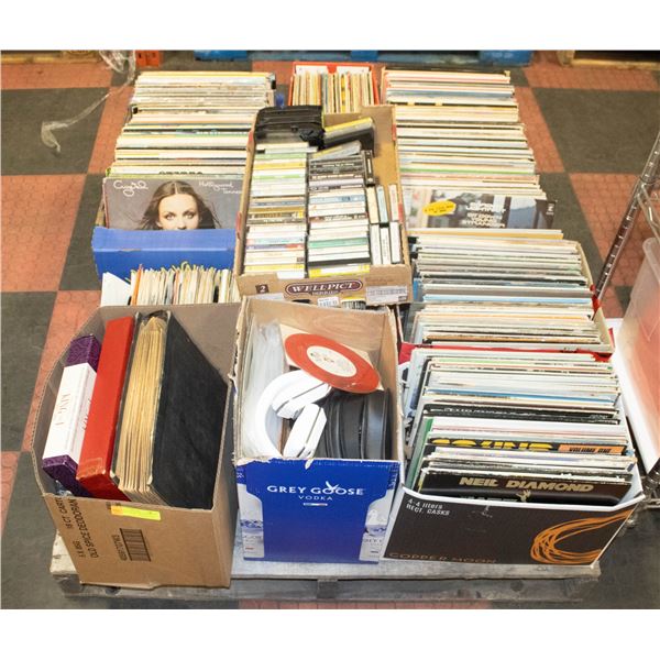 PALLET OF MUSIC LP'S, 45'S, 78'S, 8 TRACK,