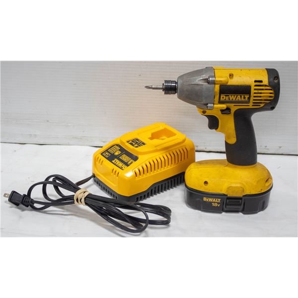 DEWALT IMPACT DRILL WITH BATTERY AND CHARGER
