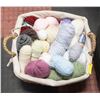 Image 1 : LARGE BASKET FULL OF SKEENS OF YARNS &