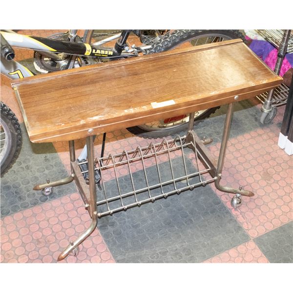 VINTAGE RECORD STORAGE CART ON CASTERS