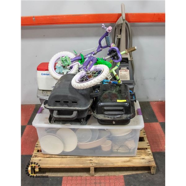 PALLET OF ESTATE INCLUDES PORTABLE BBQS, KIDS