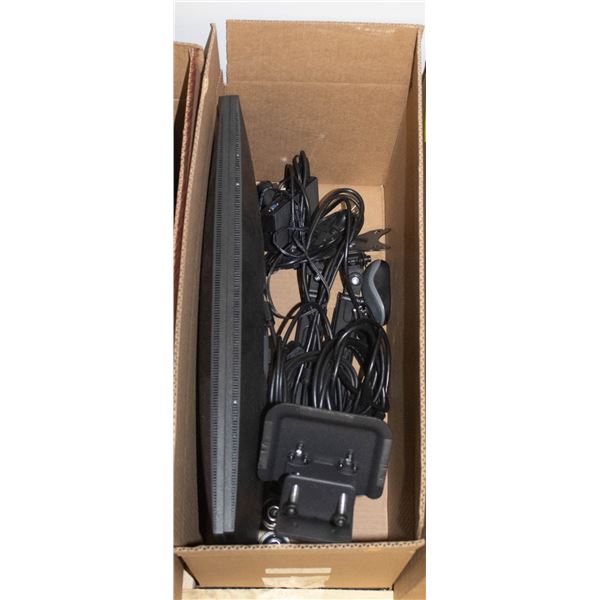 2 COMPUTER MONITORS WITH DUAL MONITOR STAND - DESK