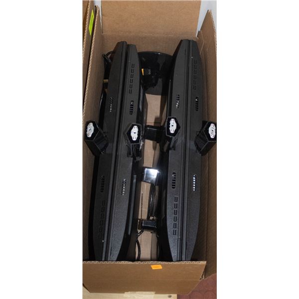 2 COMPUTER MONITORS WITH DUAL MONITOR STAND - DESK