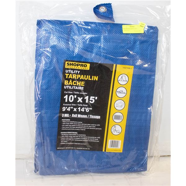 NEW SHOPRO 10FT X 15FT 3MIL TARPAULIN