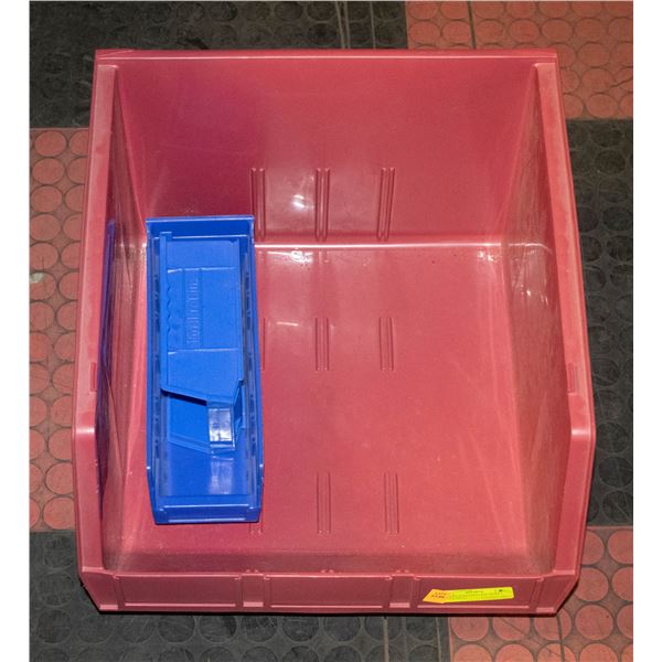 LARGE STACKING BIN WITH 2 SMALL BINS.