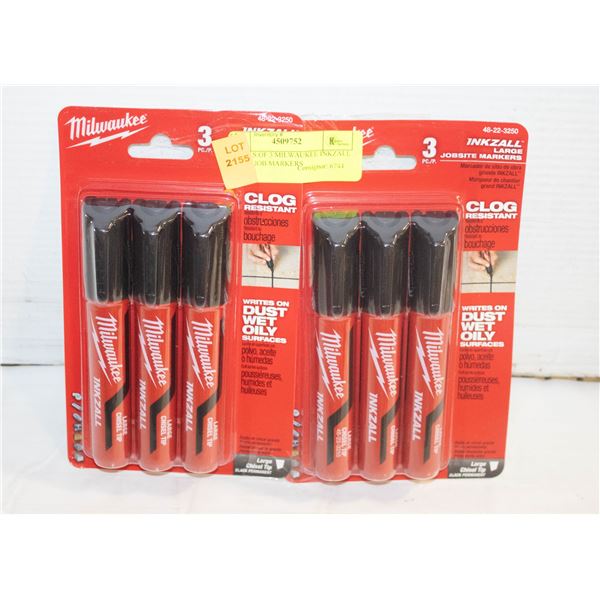 2 PACKS OF 3 MILWAUKEE INKZALL LARGE JOB MARKERS