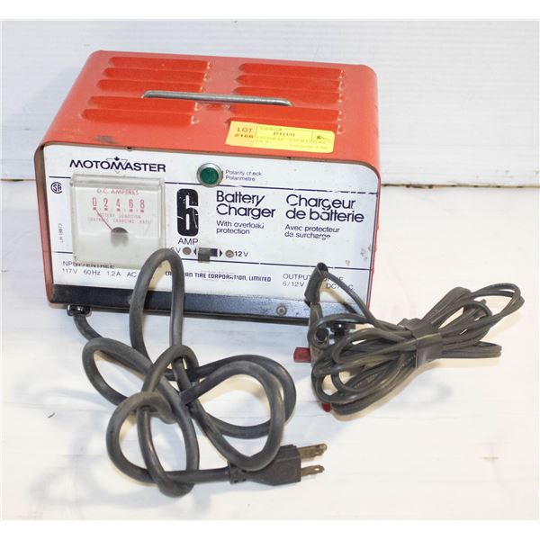 MOTOMASTER 6V – 12V BATTERY CHARGER W/