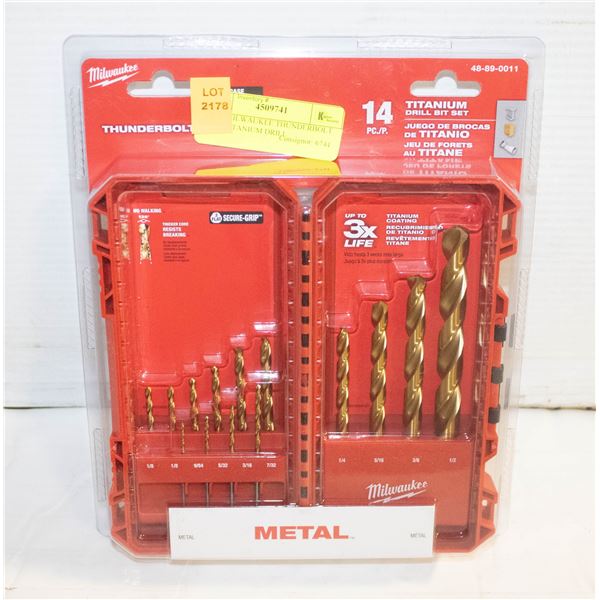 NEW MILWAUKEE THUNDERBOLT 14PC TITANIUM DRILL
