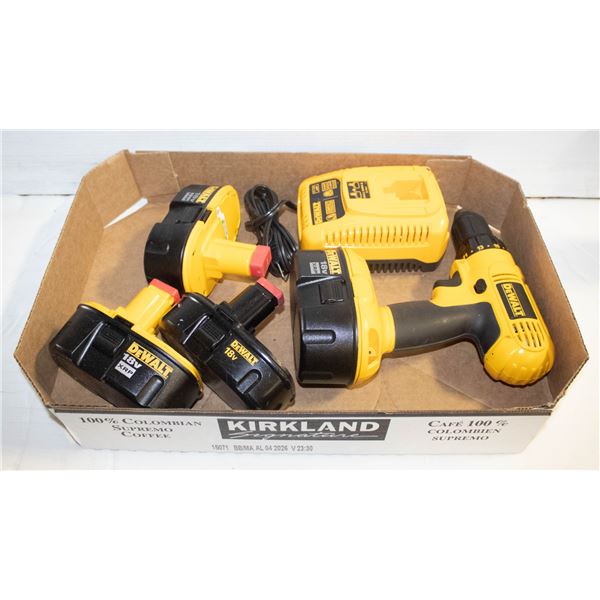 DEWALT DRILL/CHGER/4 BATT.