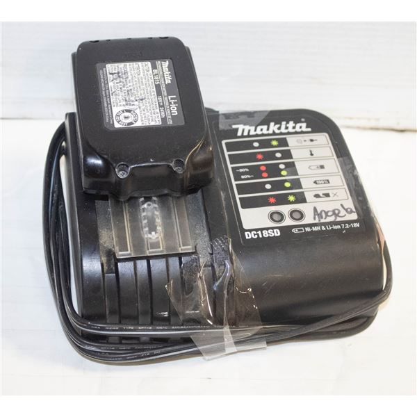 MAKITA DC18SD 18V CHARGER W/BATTERY