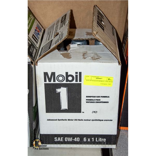 BOX OF SEALED MOBIL 1 0W-40 OIL