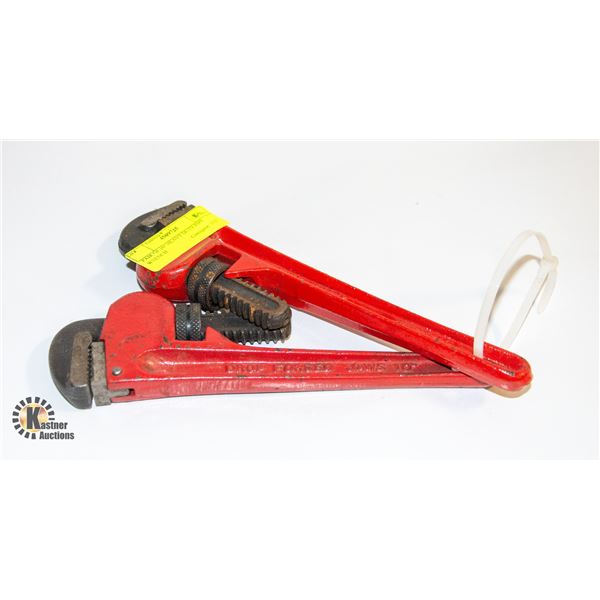 PAIR OF 10" HEAVY DUTY PIPE WRENCH