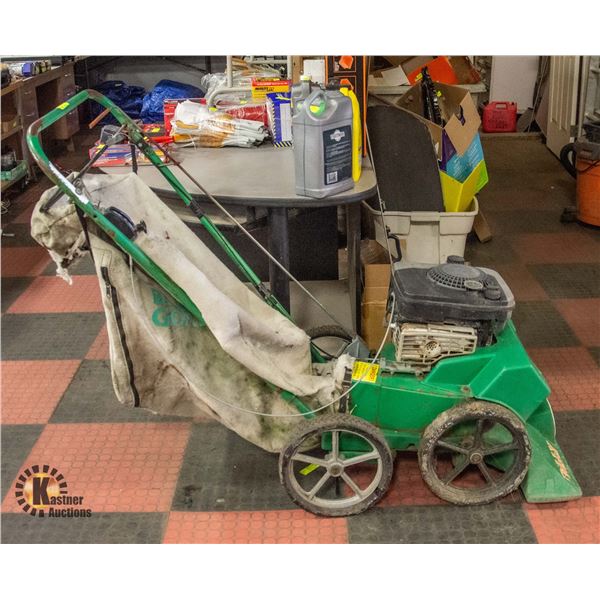 BILLY GOAT LAWN VACUUM. RUNS, BAG NEEDS REPAIR