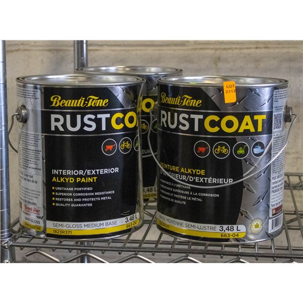 3 CANS OF SEMIGLOSS WHITE RUST COAT 1 GAL PER CAN