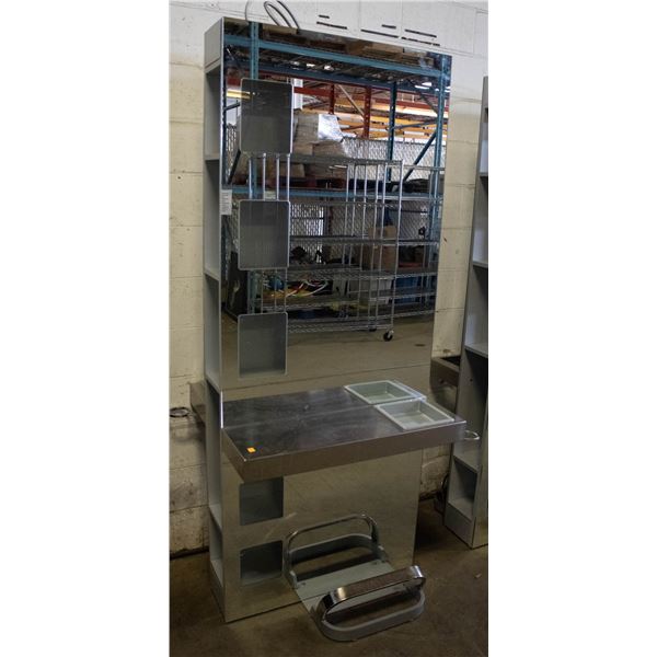 MIRRORED SALON STATION H-83" W-28.5" L-33.5"