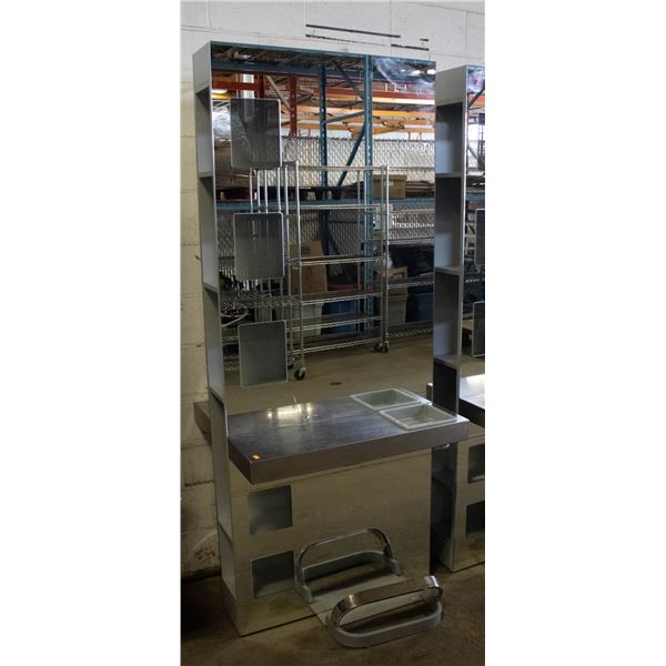 MIRRORED SALON STATION H-83" W-28.5" L-33.5"