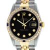 Image 2 : Rolex Mens Two Tone Black Diamond And Sapphire 36MM Datejust Wristwatch
