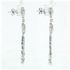 Image 5 : Elegant 18k White Gold 1.35 ctw Diamond Chandelier Milgrain Drop Dangle Earrings