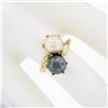 Image 3 : Estate 14K Gold 7.3mm Black & White Dual Cultured Pearl Polished Bypass Ring