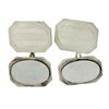 Image 1 : Antique Art Deco 14k White Gold Etched Dual Panel Cuff Links