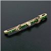 Image 3 : Antique Victorian 14K Gold Safety Pin w/ Green & White Enamel & Pearl Accents