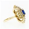 Image 6 : Large Vintage 14k Gold 6.24 ctw GIA Oval Ceylon Sapphire & Diamond Cocktail Ring