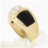 Image 8 : 14K Yellow Gold .12 ctw Pave Diamond Black Onyx Sides Polished Wide Dome Band Ri