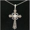 Image 2 : 14k White Gold .70 ctw Fancy Brown Diamonds on Black Cross Pendant w/ 18" Chain
