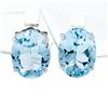 Image 1 : New 14K White Gold 2.84 ctw Oval Prong Set Aquamarine Open Basket Stud Earrings