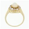 Image 7 : Vintage 14K Gold FINE Oval Cabochon Solitaire & Bead Ball Halo Opal Cluster Ring