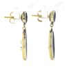 Image 3 : Antique 14k Gold & Platinum Round & Oval Black Onyx Wheat Work Dangle Earrings