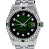 Image 1 : Rolex 36MM Stainless Steel Green Vignette Diamond And Emerald Datejust Wristwatc
